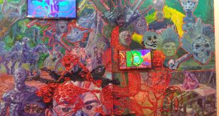 Detalhe de obra de Thiago Martins de Melo, na 13ª Bienal Naïfs do Brasil, no SESC-Piracicaba