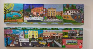 "Manifestação na Paulista" e "Contra o aumento da tarifa de ônibus em Goiânia", de Jeferson Limas, na 13ª Bienal Naïfs do Brasil, no SESC-Piracicaba: a cultura popular traduzindo a sociedade contemporânea (Foto José Pedro Martins)